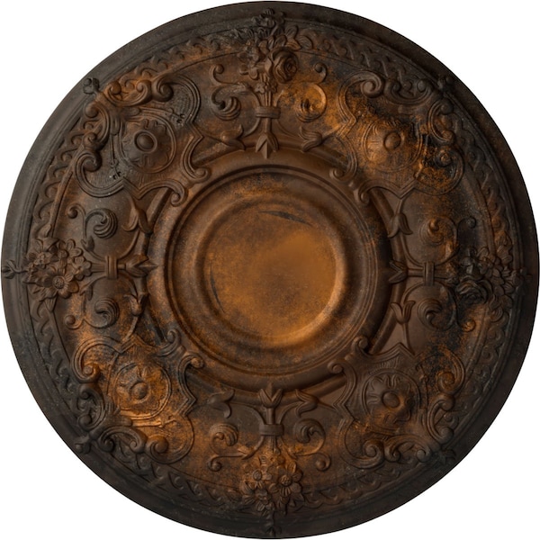 Ekena Millwork Oslo Ceiling Medallion (Fits Canopies up to 10 1/2"), Hand-Painted Rust, 28 1/8"OD x 1 3/4"P CM28OSRUS - main